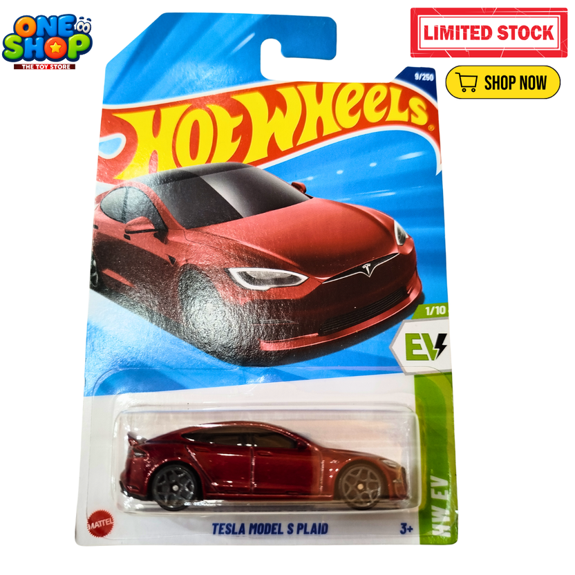 Hot Wheels Tesla Model S Plaid Die-Cast Car – Electric EV Toy Car for Kids | HW Green Speed Series Pakistan Main image