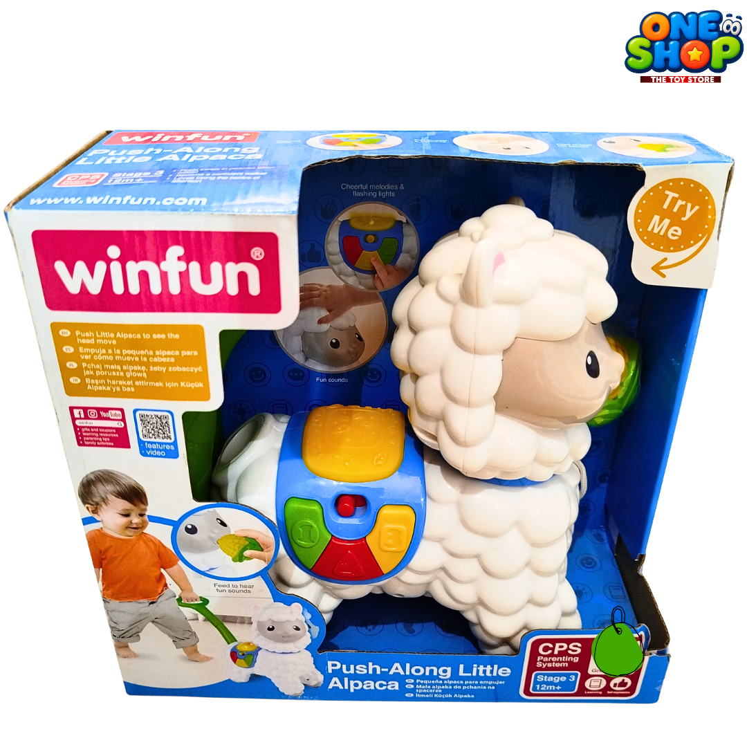 Winfun Push-Along Little Alpaca Toy for Toddlers – Interactive Musical Walking Alpaca with Lights, Sounds & Learning Buttons
