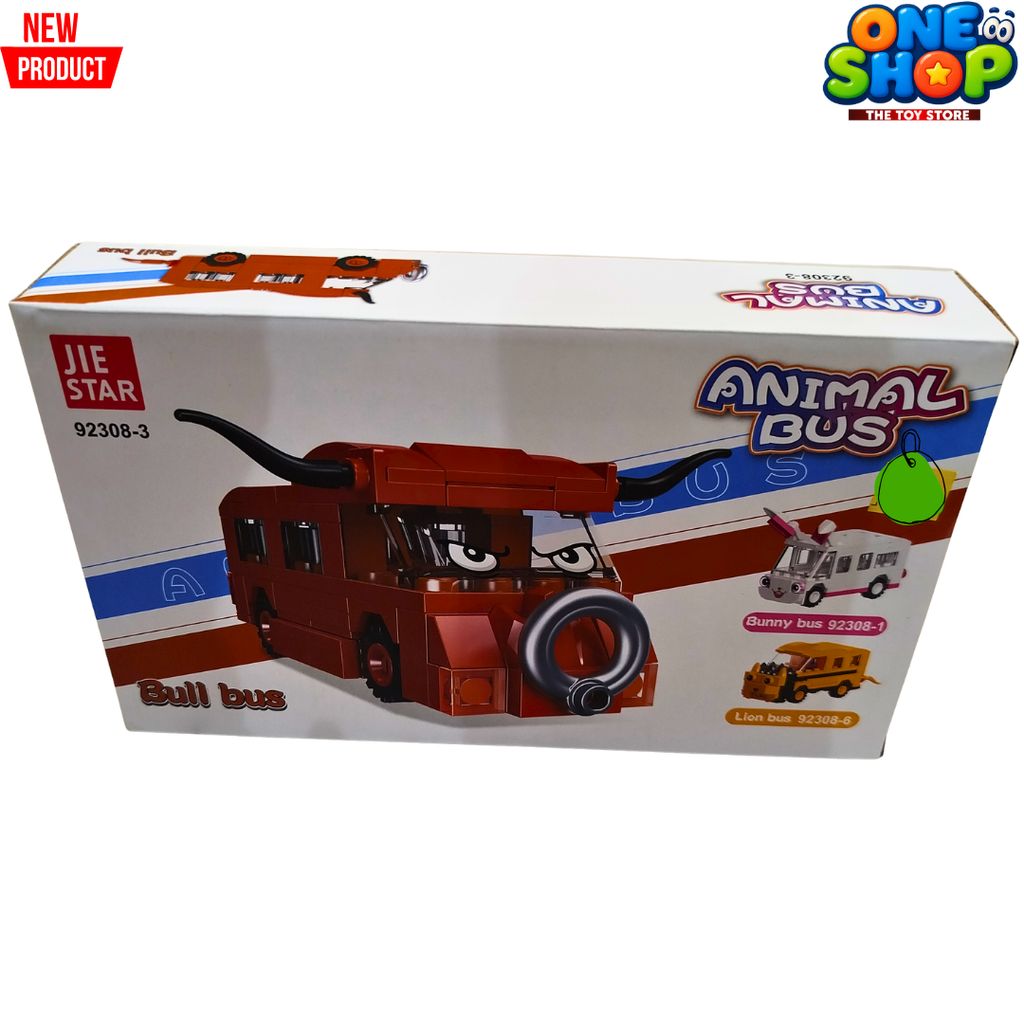JIE STAR Animal Bull Bus Building Blocks Set – Creative Cartoon Vehicle Construction Toy for Kids | Bull Bus Brick Model | Educational STEM Toy for Boys & Girls