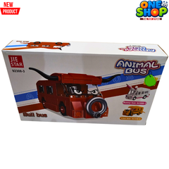 JIE STAR Animal Bull Bus Building Blocks Set – Creative Cartoon Vehicle Construction Toy for Kids | Bull Bus Brick Model | Educational STEM Toy for Boys & Girls