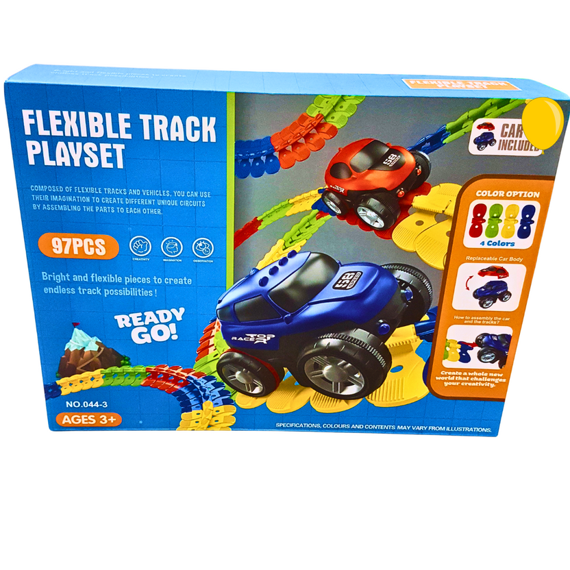 Flexible Track Playset with 2 Cars – 97-Piece Buildable Race Track for Kids | Ages 3+ Main image