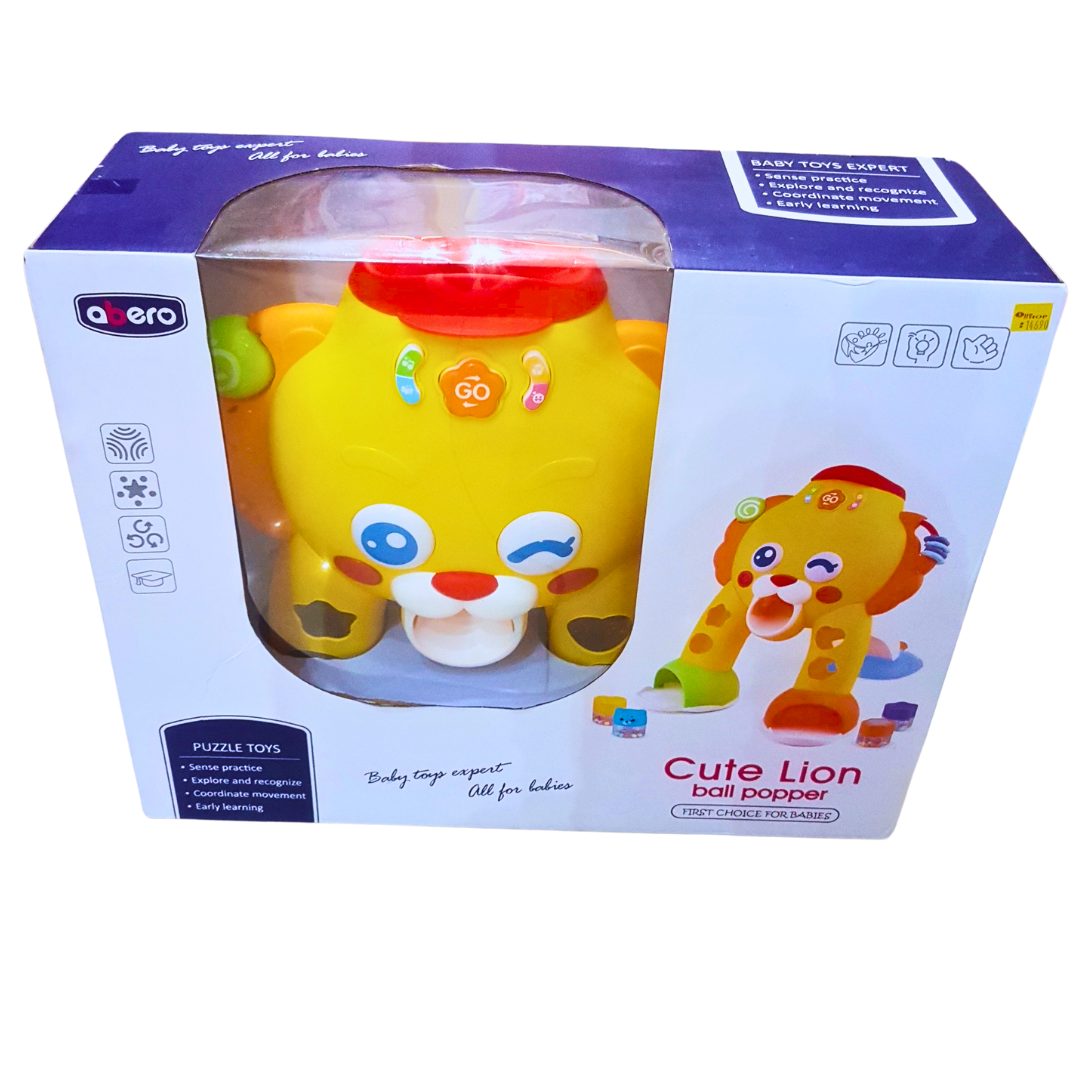 Abero Cute Lion Ball Popper – Musical Shape Sorter Toy for Babies 12+ Months | Interactive Learning & Movement Toy