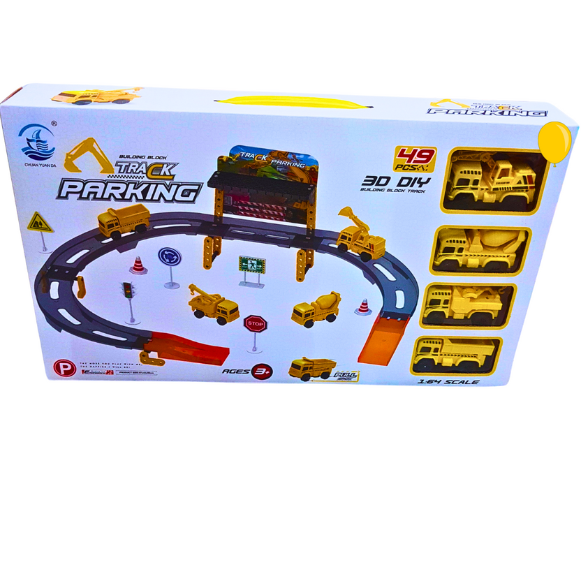 49-Piece DIY Track Parking Construction Toy Set | Build, Race, and Park | For Ages 3+ | Educational Play Main image