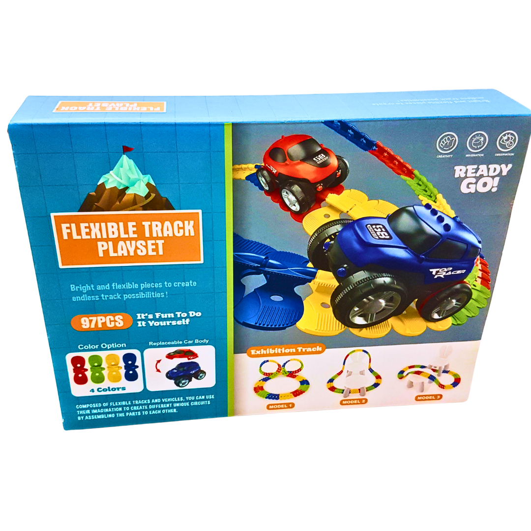 Flexible Track Playset with 2 Cars – 97-Piece Buildable Race Track for Kids | Ages 3+ Secondary image