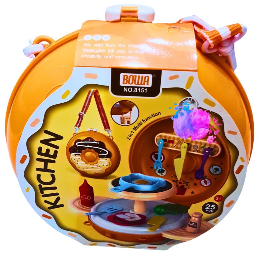 2-in-1 Portable Kitchen Playset for Kids - 25 PCS Multifunctional Cooking Toy Kit Main image