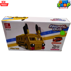 JIE STAR Animal Pika Bus Building Blocks Set – Cute Cartoon Bus Construction Toy for Kids | Animal Vehicle Brick Model | Educational STEM Toy for Boys & Girls