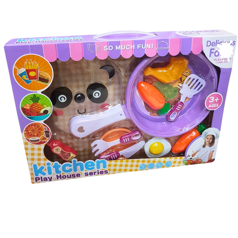 Kitchen Play House Series - Panda-Themed Cooking Set for Kids 3+ with Realistic Utensils and Food Accessories Main image