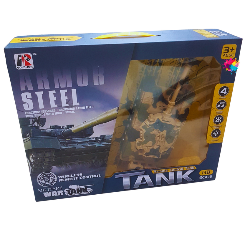 Armor Steel Remote Control Tank - 1:18 Scale Military War Tank Toy for Kids Aged 3+ Main image