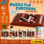 Puzzle Flip Checkers Board Game for Kids – 2 Player Strategy Puzzle Game with Reversible Black & White Checkers | Educational Family Board Game Age 3+