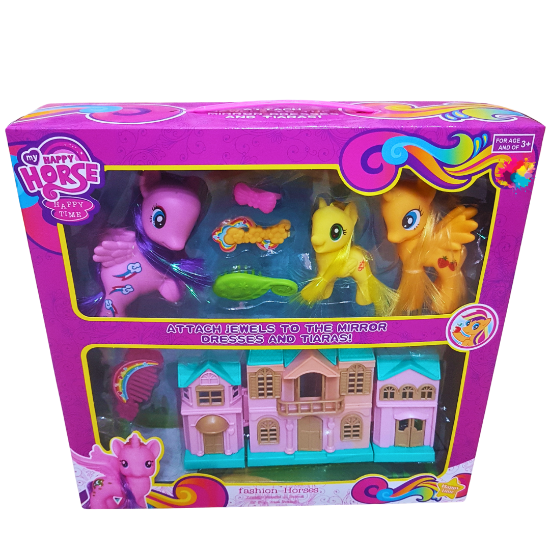 My Happy Horse Playset – Enchanting Horse Figures with Fashionable Mansion for Kids Age 3+