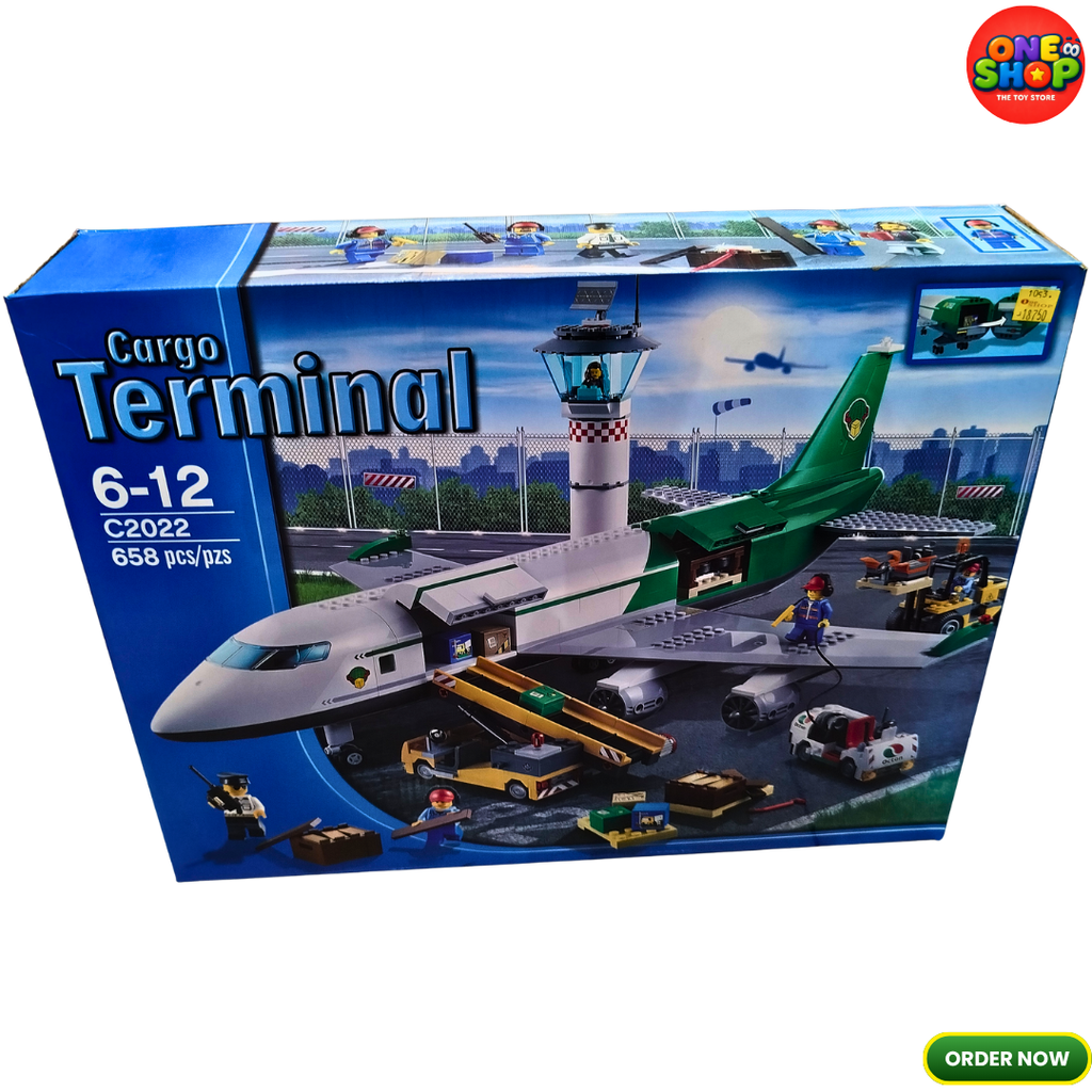 Cargo Terminal Airport Building Blocks Set 658 Pieces – Air Cargo Plane Construction Toy for Kids | Airport Playset with Control Tower & Vehicles | STEM Educational Building Set 6-12 Years