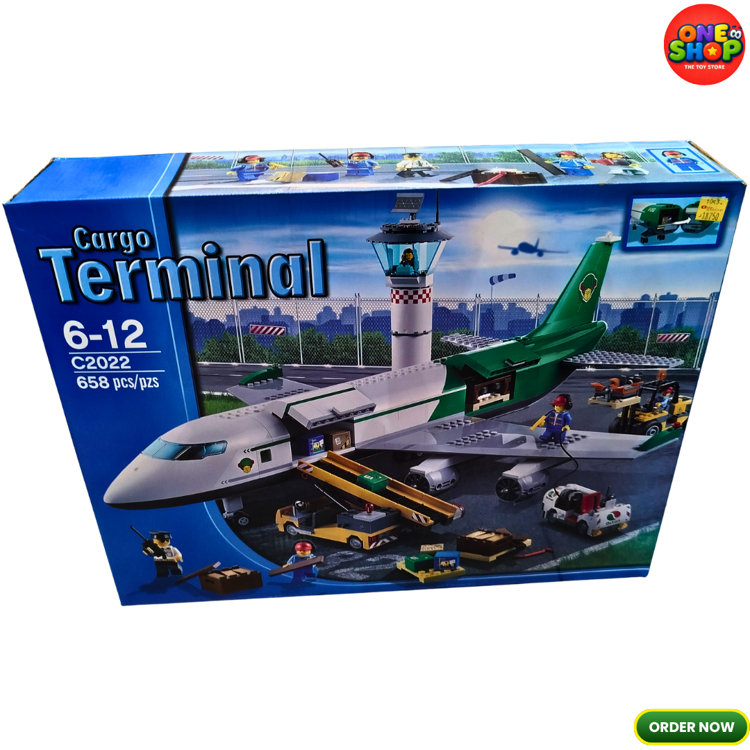 Cargo Terminal Airport Building Blocks Set 658 Pieces – Air Cargo Plane Construction Toy for Kids | Airport Playset with Control Tower & Vehicles | STEM Educational Building Set 6-12 Years
