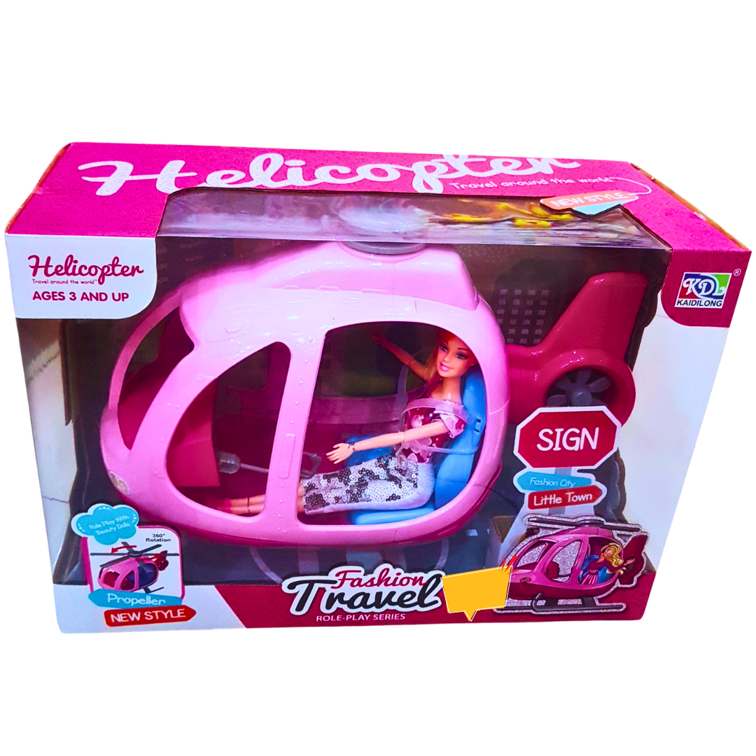 Fashion Travel Helicopter Playset with Stylish Doll - Adventure Roleplay for Kids 3+ Main image