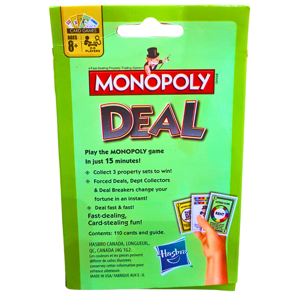 Monopoly Deal Card Game – Quick 15-Minute Family Fun, Ages 8+, 2-6 Players, Green Edition