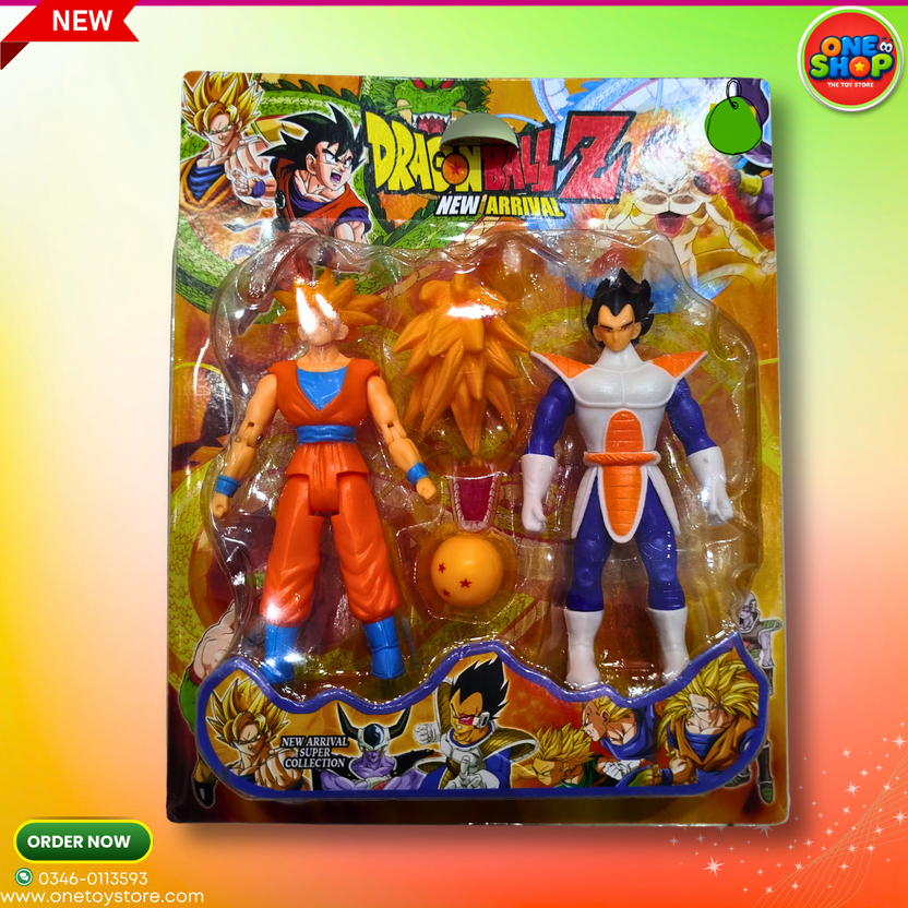 Dragon Ball Z Action Figures Set – 2 Pcs Super Saiyan & Warrior Collectible Toys with Dragon Ball | DBZ Anime Character Figures for Kids Main image