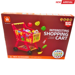 🛒 Colorful Kids Shopping Cart Toy – 3D Grocery Trolley with Fruits, Vegetables & Boxes (Age 3+)