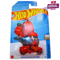 Hot Wheels Vespa 90 SS Super Sprint 1966 – Factory Fresh Series – Red Die-Cast Scooter Bike – Collector Edition (1:64 Scale)