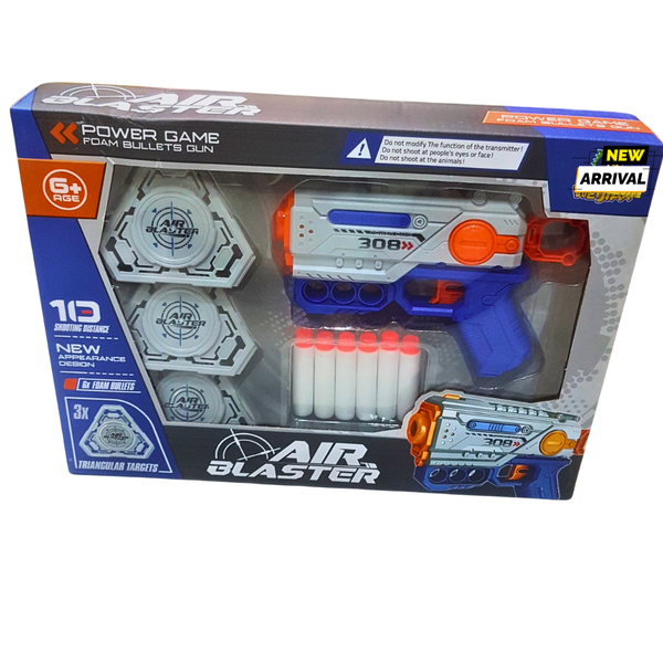 🎯 Air Blaster Foam Bullet Gun – Soft Bullet Shooting Toy with 3 Targets – Includes 6 EVA Darts – Ages 6+