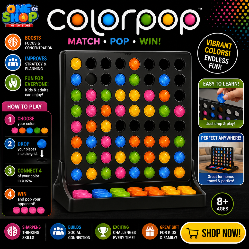 Colorpop Strategy Board Game for Kids & Families – Color Matching Logic Puzzle Game | Educational Thinking & Pattern Recognition Toy for Boys & Girls Age 8+
