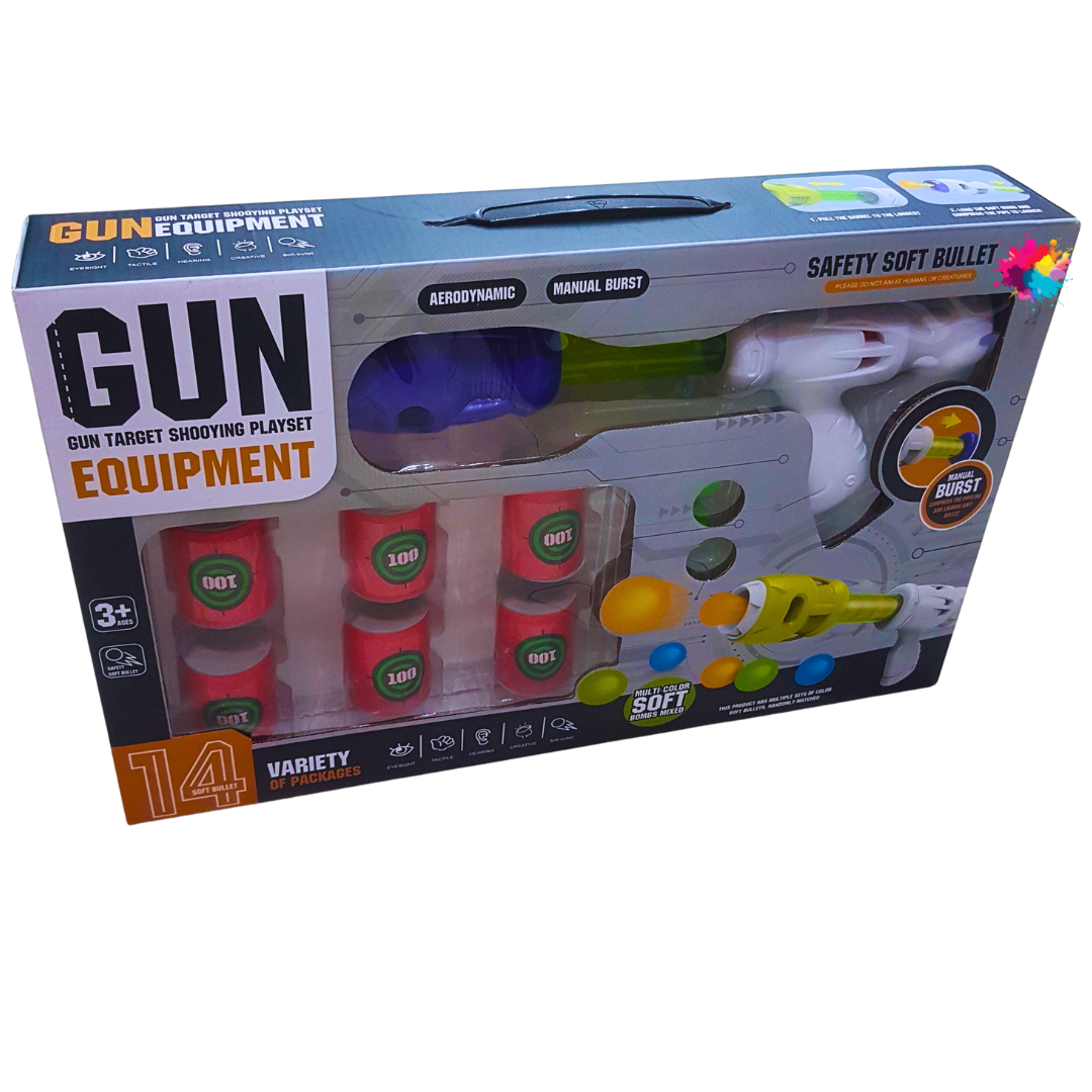 Gun Target Shooting Playset with Safety Soft Bullets - 14 Piece Set