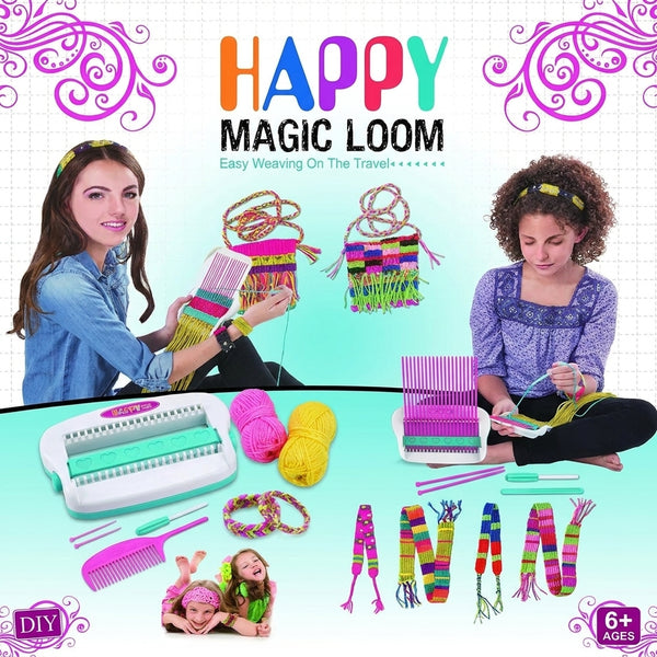 Happy Magic Loom DIY Weaving Craft Kit with Loom & Colourful Yarn – Model 27219