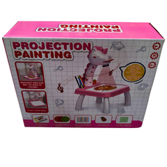 Projection Painting Table Set for Kids | Unicorn Projector Drawing Toy with Lights, 3 Slides & 12 Markers (YimaToys)