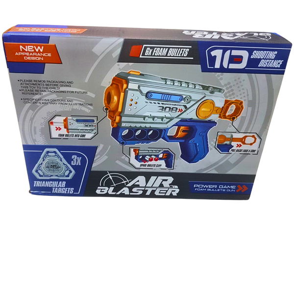 🎯 Air Blaster Foam Bullet Gun – Soft Bullet Shooting Toy with 3 Targets – Includes 6 EVA Darts – Ages 6+