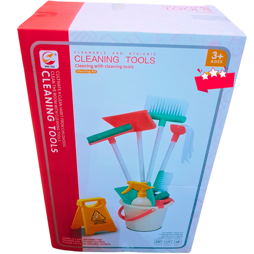 🧹 Kids Cleaning Tools Pretend Play Set – Realistic Broom, Mop, Bucket & Spray Bottle | Educational Cleaning Kit for Ages 3+ Main image