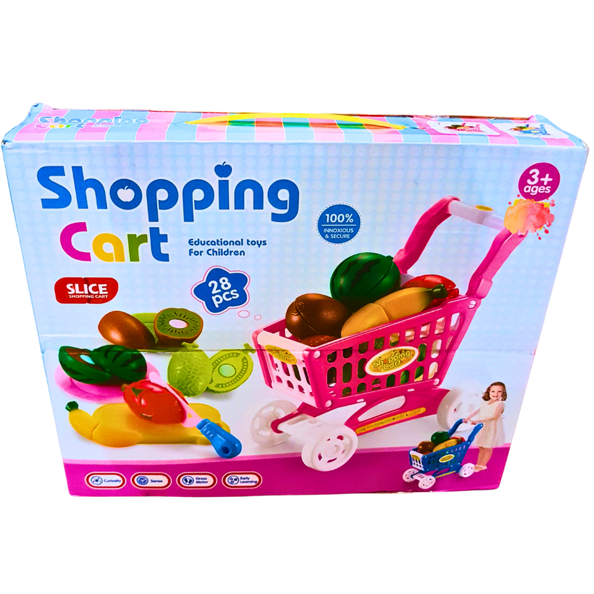 Shopping Cart Playset - 28-Piece Educational Grocery Cart Toy with Play Food, Ages 3+ Main image