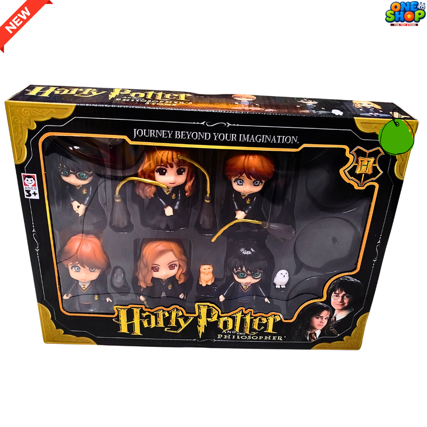 Harry Potter Mini Action Figure Set for Kids – Hogwarts Wizard Collectible Toy Figures with Harry, Hermione & Ron | Magic Cartoon Toy Gift Set for Boys & Girls Main image