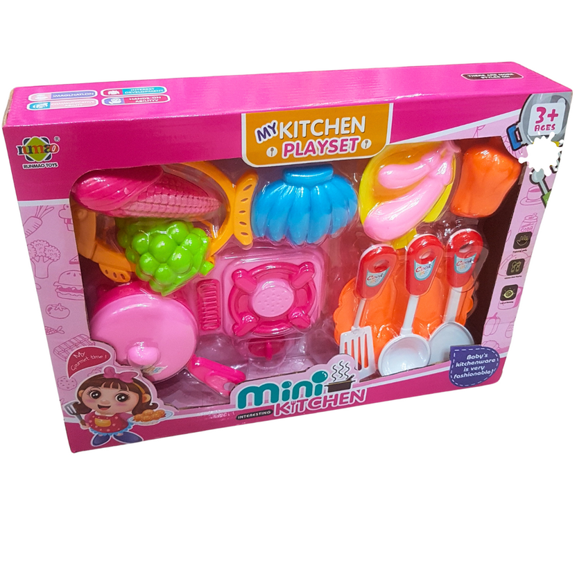 My Kitchen Playset - Mini Kitchen Cooking Set for Kids 3+ with Realistic Utensils and Colorful Food Accessories Main image