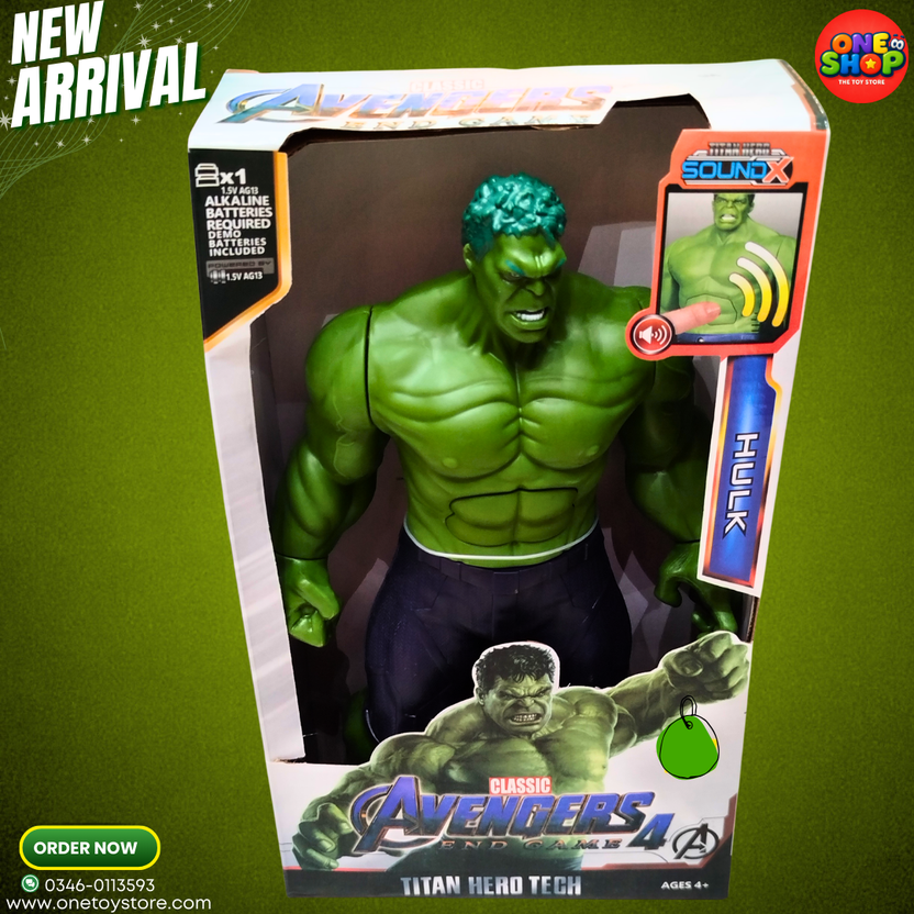 Marvel Avengers Hulk Titan Hero Tech Action Figure with Sound – Classic Endgame Talking Superhero Toy for Kids (4+ Years) Main image