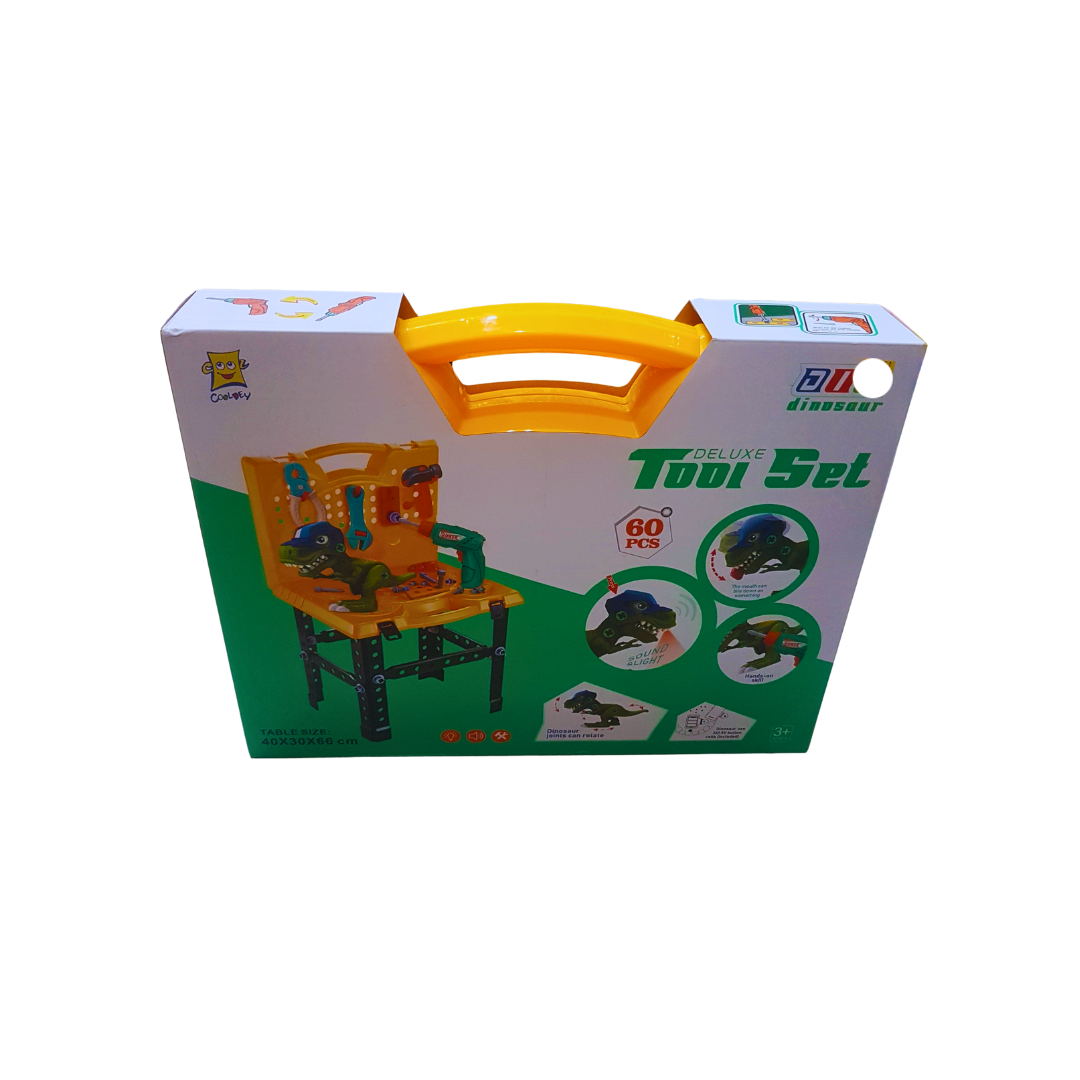 Deluxe Tool Set for Kids - 60-Piece DIY Dinosaur Construction Workshop
