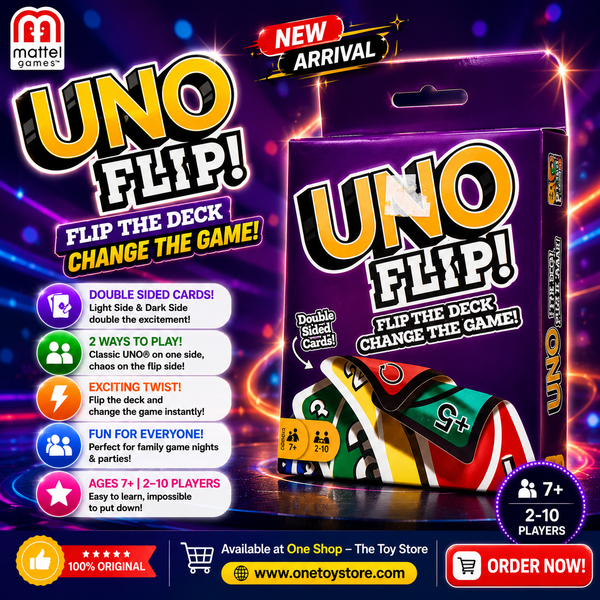 UNO Flip! Card Game – Double-Sided Cards, Light & Dark Modes | Fun Family Game for Ages 7+, 2–10 Players