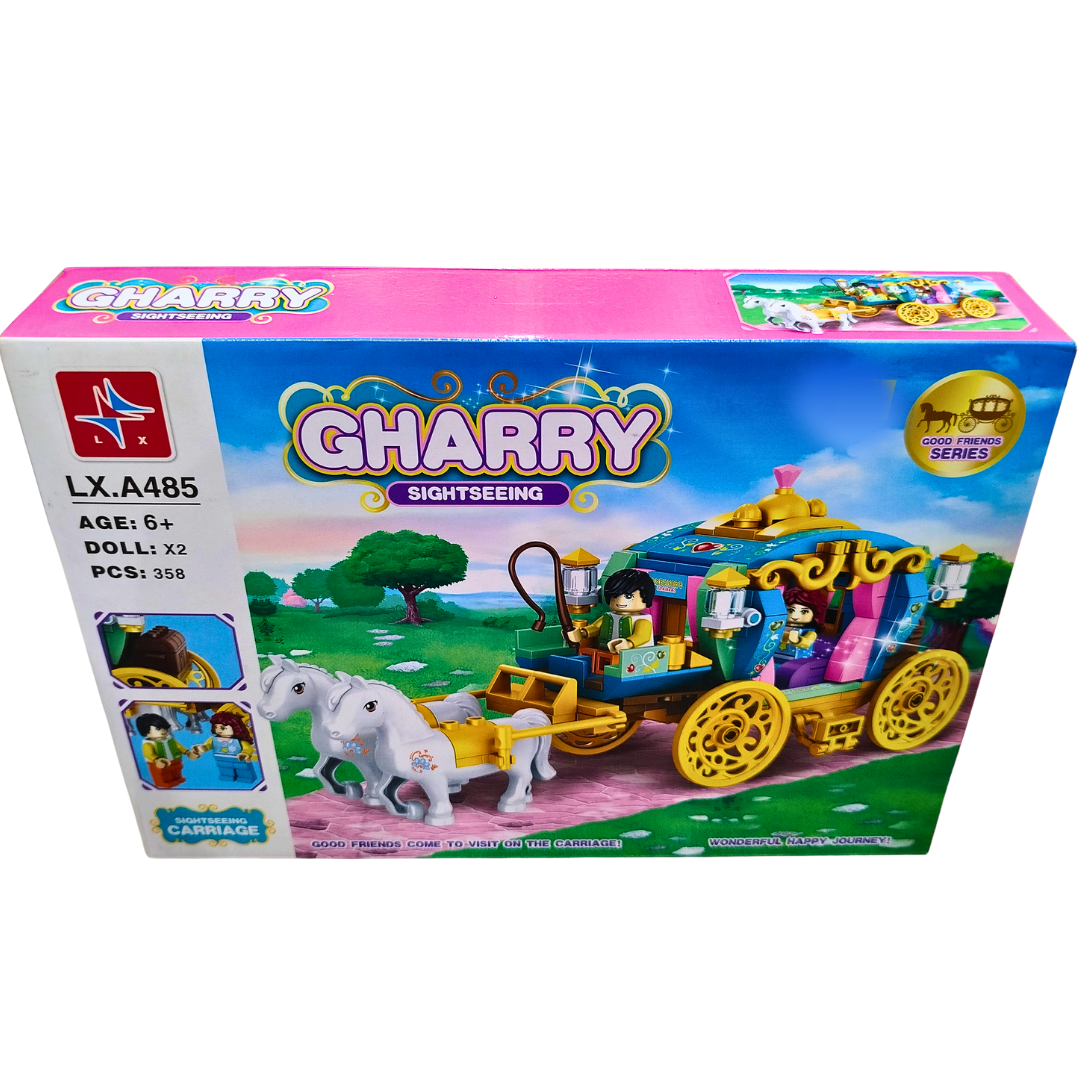 🐎 Gharry Sightseeing Princess Carriage Building Blocks Set – 358 PCS with 2 Dolls | Ages 6+ | LX.A485