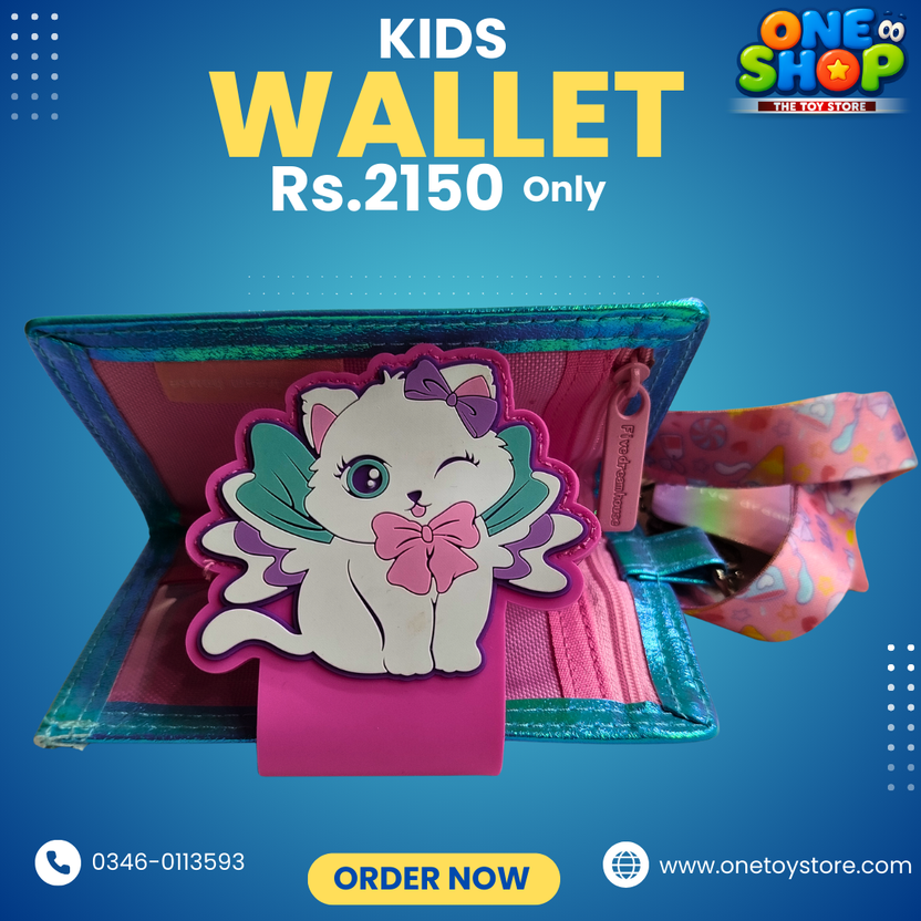 Cute Kitty Kids Wallet for Girls | Cartoon Cat Wallet with Strap Lock | Premium Kids Wallet – Colorful, Secure & Durable (Rs.2150) Main image