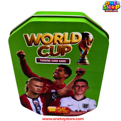 World Cup Football Trading Card Game Tin Box – Green Edition | Soccer Card Storage Case | Football Collector Tin for Kids & Sports Fans