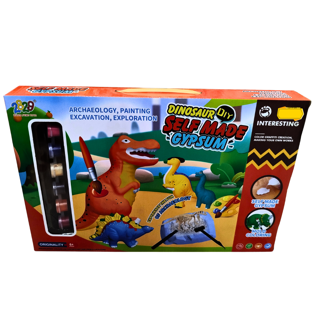 Dinosaur DIY Gypsum Painting Kit – Excavation & Plaster Mold Art Set for Kids (Ages 6+)
