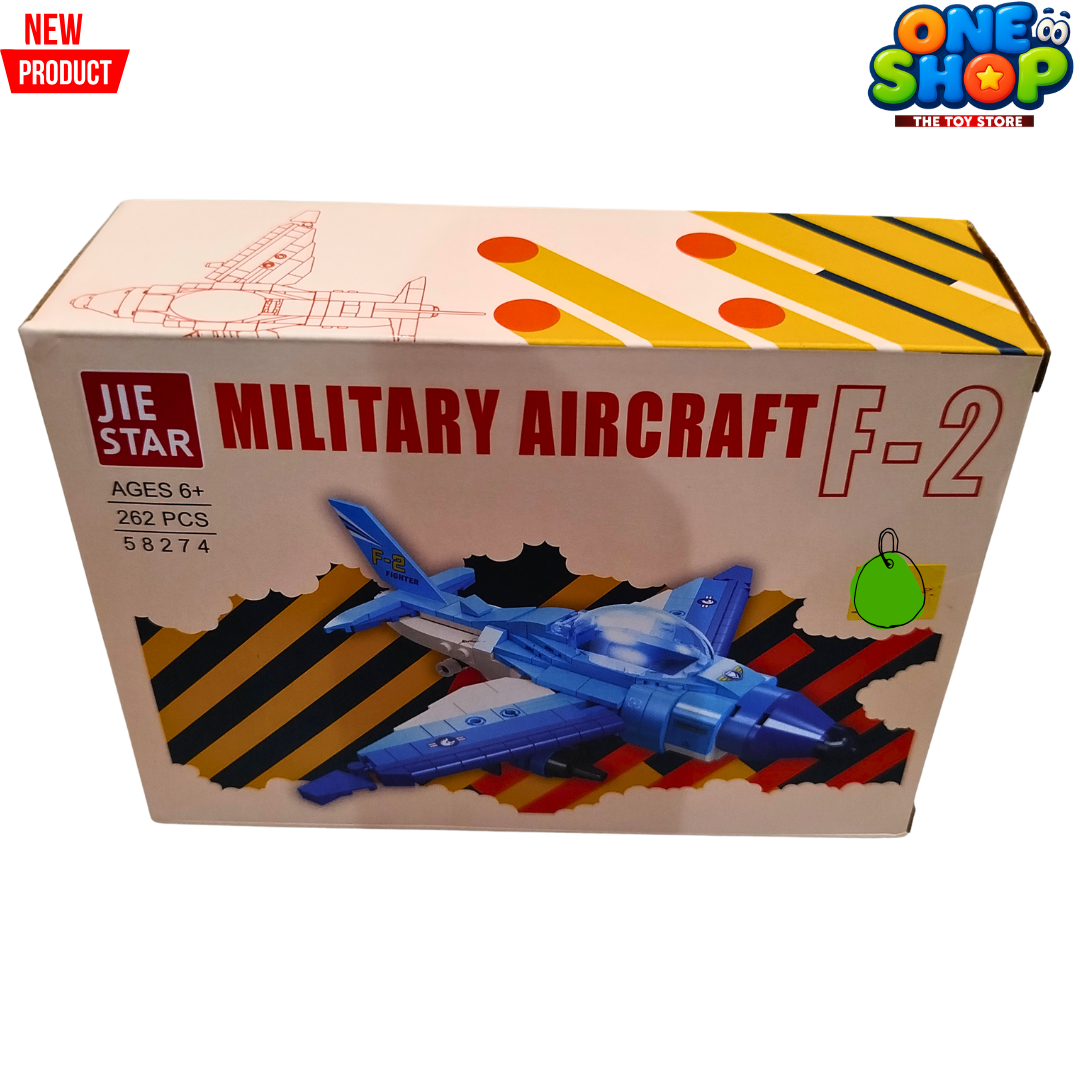 JIE STAR Military Aircraft F-2 Fighter Jet Building Blocks Set – 262 PCS Airplane Construction Toy for Kids | Fighter Jet Brick Model | Educational STEM Aviation Toy for Boys 6+