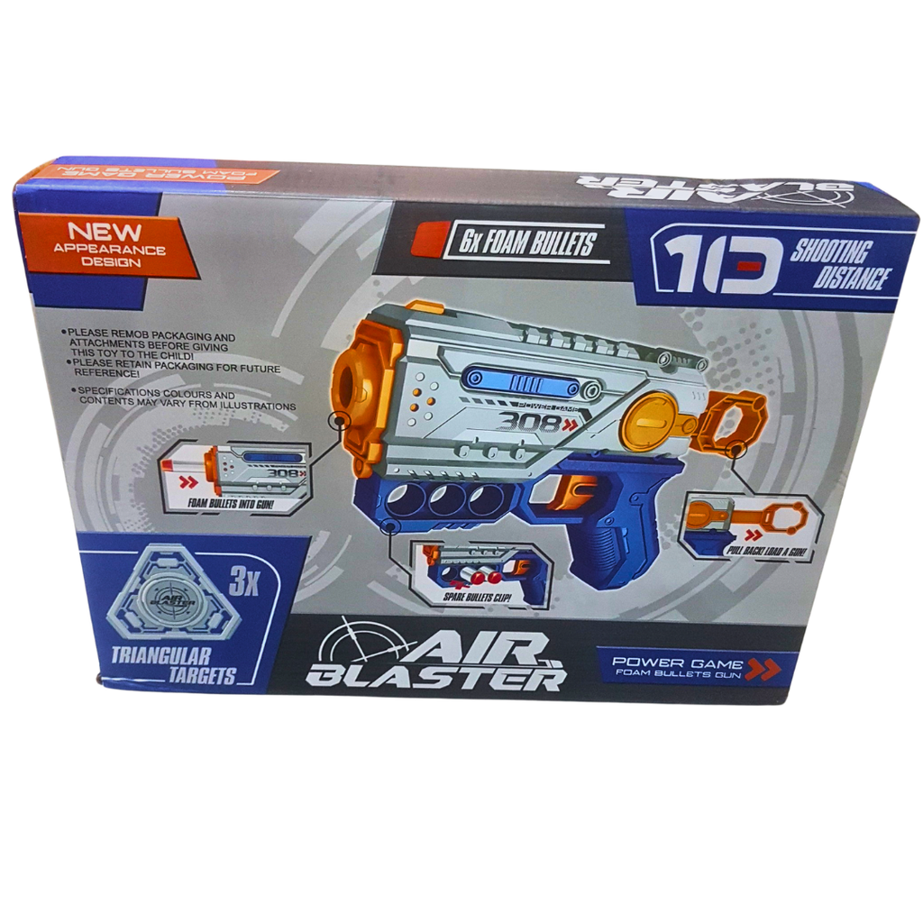 🎯 Air Blaster Foam Bullet Gun – Soft Bullet Shooting Toy with 3 Targets – Includes 6 EVA Darts – Ages 6+