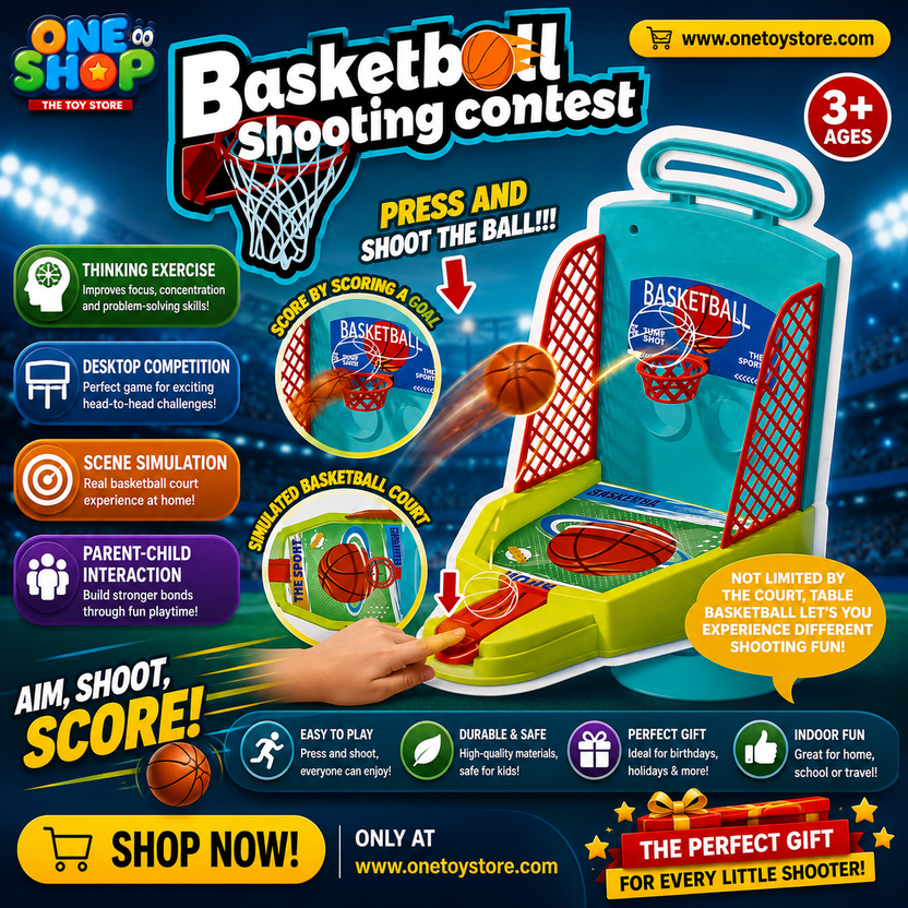 Basketball Shooting Contest Tabletop Game for Kids – Mini Basketball Arcade Challenge | Interactive Sports Board Game for Boys & Girls Ages 3+ Main image