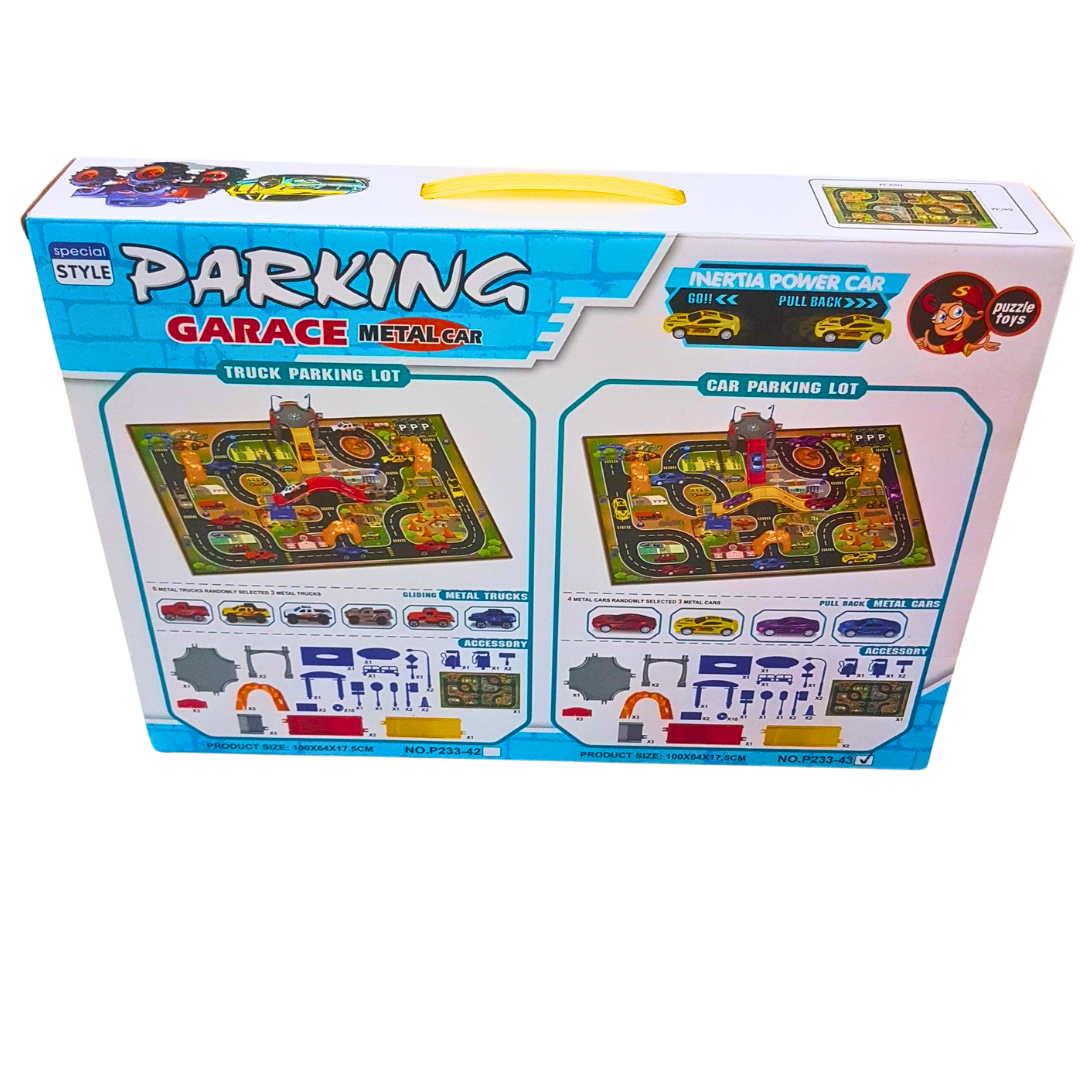 53-Piece Parking Garage Playset with Metal Cars & Road Carpet – Car Parking Lot Toy for Kids with Accessories (Ages 3+) Secondary image