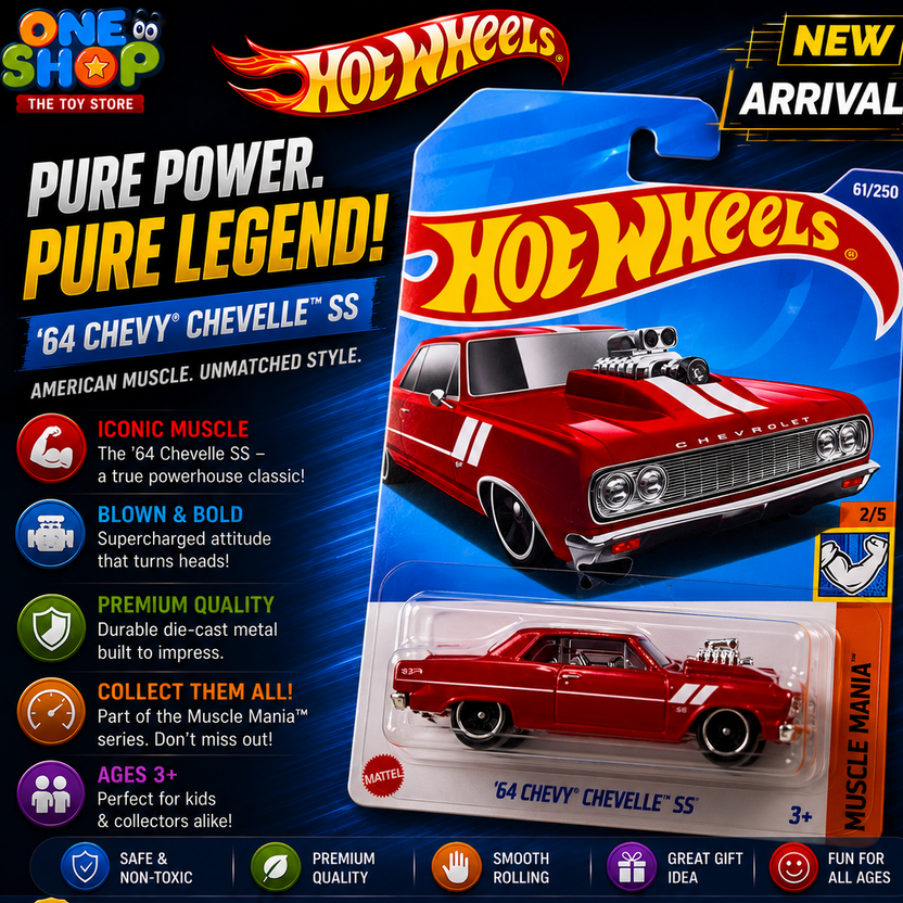 Hot Wheels '64 Chevy Chevelle SS – Muscle Mania Red Die-Cast 2024 | One Toy Store Main image