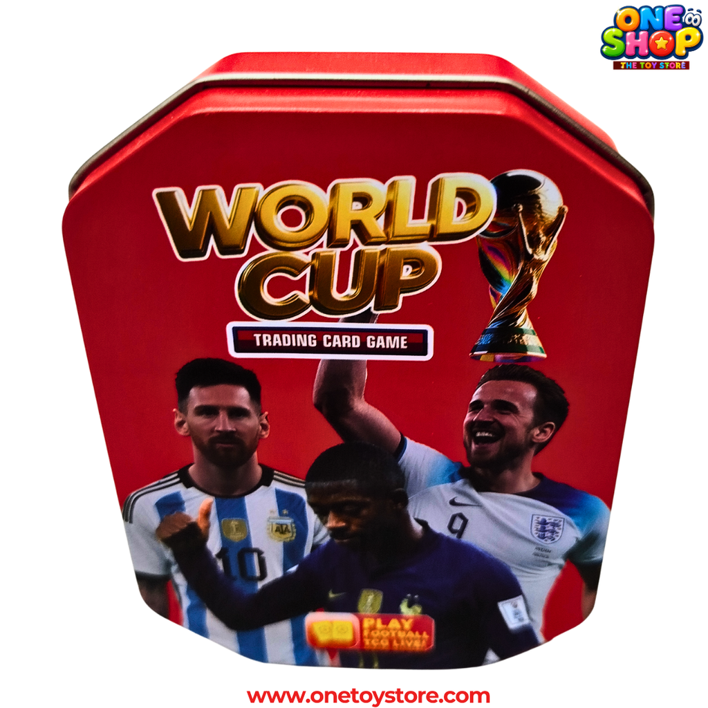 World Cup Football Trading Card Game Collector Tin – Red Edition | Soccer Trading Cards Storage Box | Football Card Collection Case for Kids & Fans