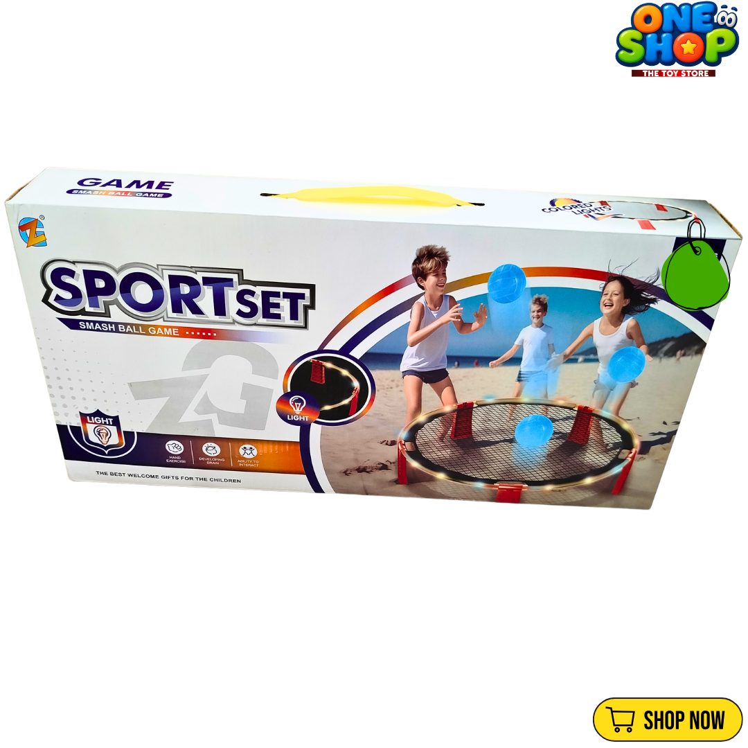 Sport Set Smash Ball Game with LED Lights – Outdoor & Indoor Family Sports Toy for Kids | Interactive Roundnet Bounce Ball Game for Boys & Girls