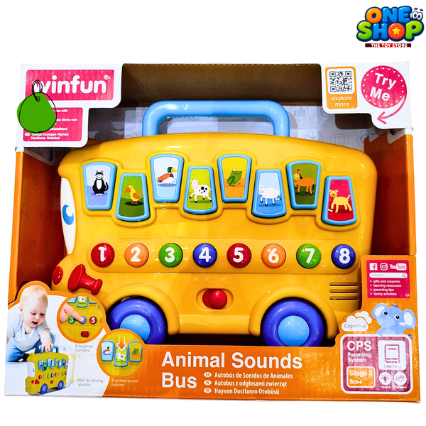 Winfun Animal Sounds Bus for Babies – Interactive Musical Learning Bus with Animal Sounds, Numbers & Lights