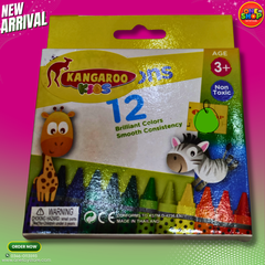 Kangaroo Kids 12 Color Crayons for Kids – Non-Toxic Jumbo Crayons Set for Toddlers & School Coloring in Pakistan