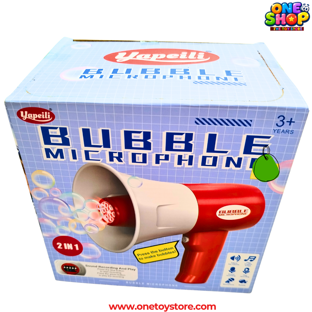 2-in-1 Bubble Microphone Toy for Kids | Musical Bubble Blower with Sound Recording & Lights | Bubble Maker Toy for Boys & Girls Age 3+