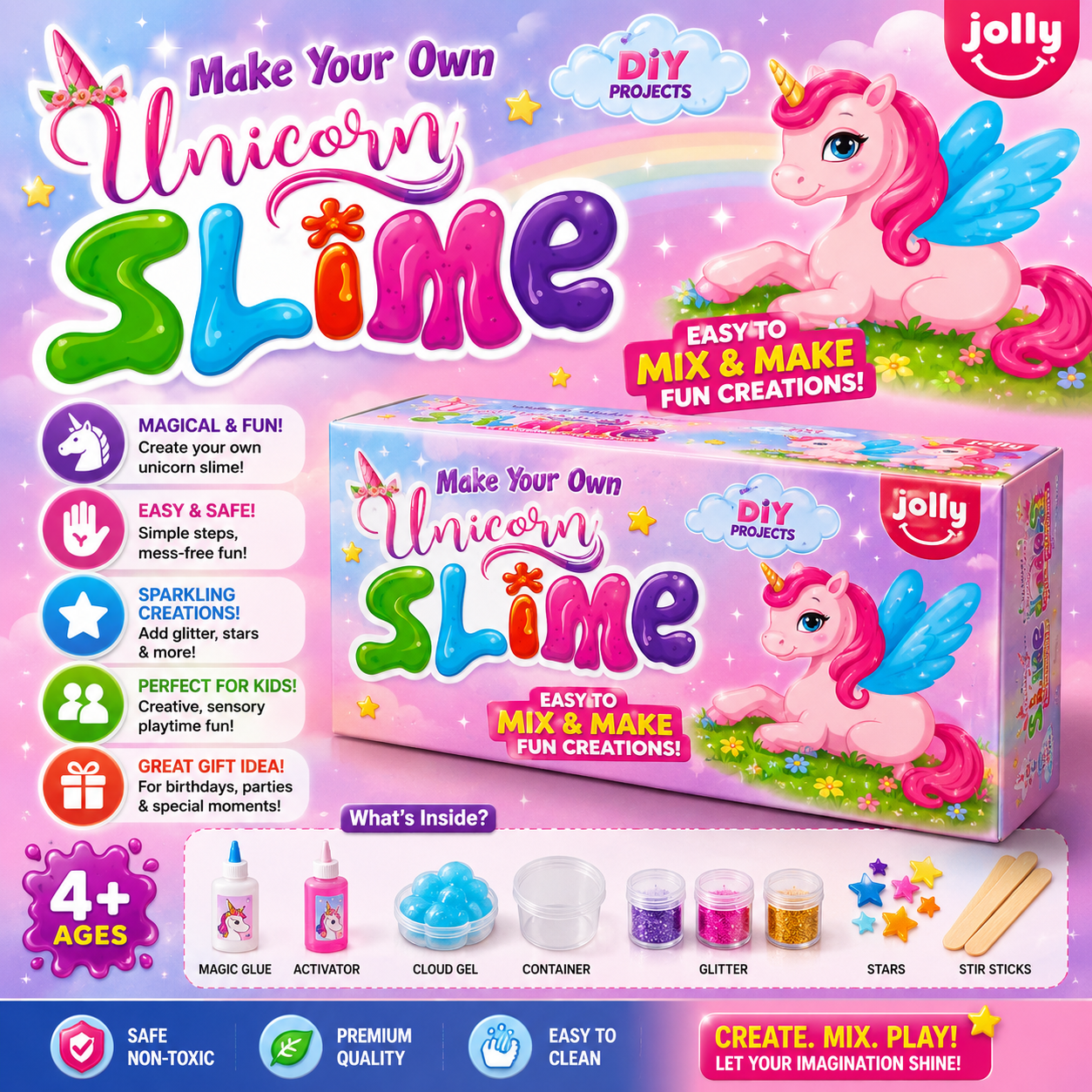 DIY Unicorn Slime Kit for Kids – Easy and Fun Magical Creations | Jolly