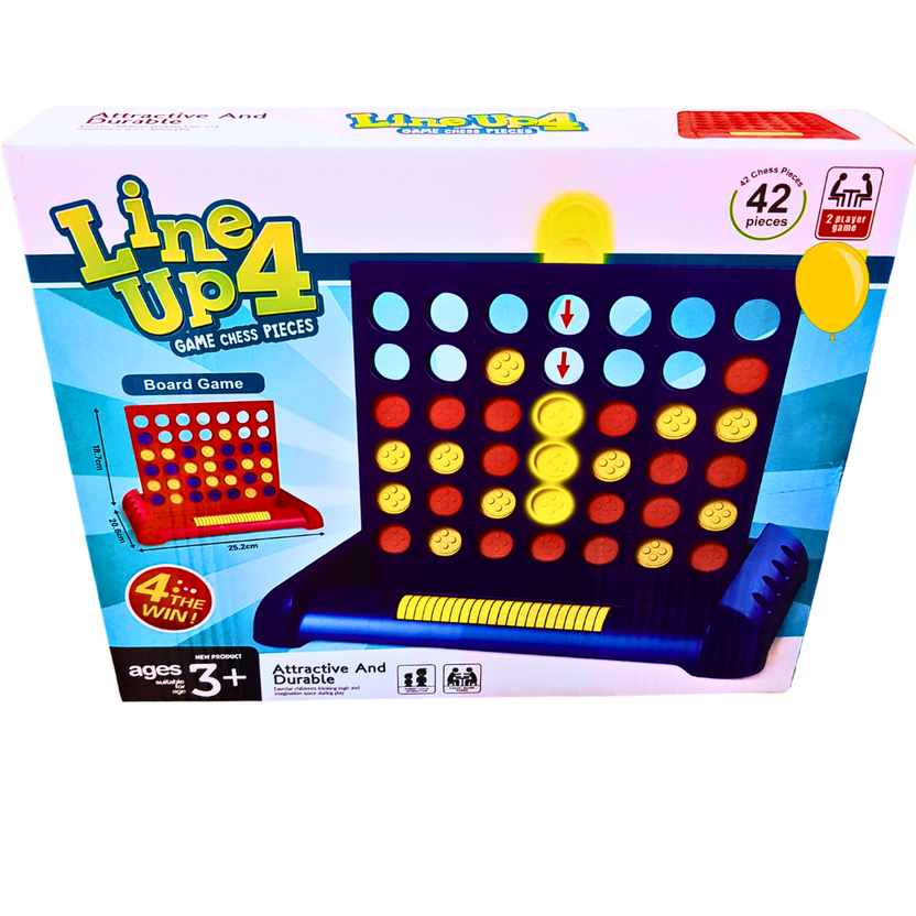 Line Up 4 Board Game for Kids - Classic 2-Player Strategy Game with 42 Chess Pieces | Fun and Educational for Ages 3+ Main image